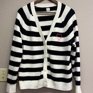 a new day Black and White Striped Cardigan
